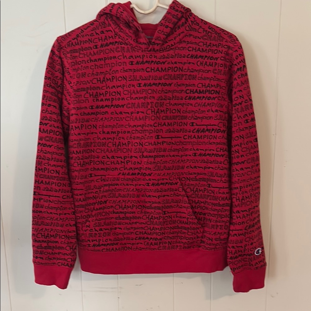 Champion Boys XL Red and Black Logo Hoodie